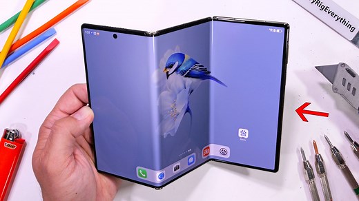 "The Tri Folding Phone Durability Test! - someone has to try..." Folding smartphones and their soft flexible screens have been around for about 5 years now. Samsung has a few folding phones, Google has their Pixel fold. And now Huawei has the worlds first triple fold smartphone that is about the same size as an iPad. Thanks to Stamps.com for sponsoring the show! | Jerry Rig Everything