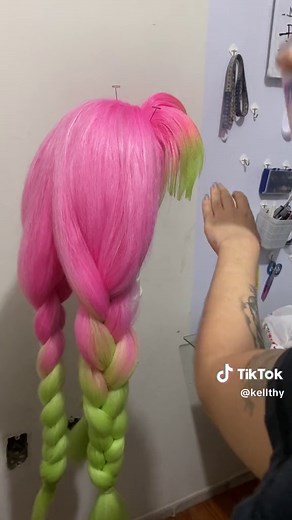 Wig Styling Progress: Mitsuri Cosplay | Kimetsu no Yaiba