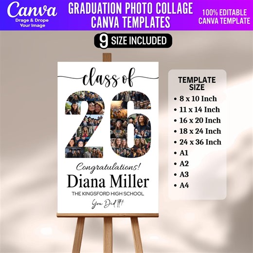 Graduation Photo Collage Template Class of 2026 | Personalized Gift for Graduate | Graduation Party Poster Display | Senior Memory Keepsake - Etsy