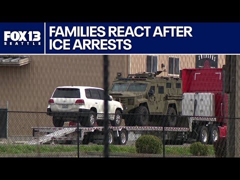 Families react as ICE detains 37 workers at Bellingham, WA roofing company