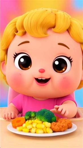 Cute Baby Cartoon Eating Fresh Salad 🥗 ASMR Mukbang #shorts