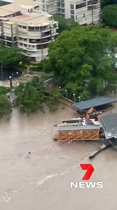 737K views · 4.8K reactions | BREAKING: The Holman Street ferry terminal at Kangaroo Point has broken apart after it was hit by floating debris on the Brisbane River. Switch to 7NEWS on Channel 7 for live, rolling coverage of Queensland's flood disaster. More: 7news.link/35AskEN #qldweather #7NEWS | 7NEWS Brisbane | Facebook