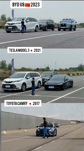 BYD U8 vs Tesla Model 3 vs Toyota Camry .Auto-Brake Test RESULTS Are INSANE! 😱🔥