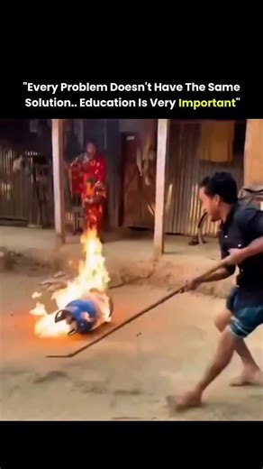 History | Entertainment | News on Instagram: "The post shares an educational safety clip demonstrating how to respond correctly to a dangerous fuel cylinder fire, immediately emphasizing that water is unsafe and should never be used in this situation. The visuals set a serious tone, focusing on awareness rather than panic. The video clearly shows the first critical step: closing the cylinder valve to stop the flow of fuel, preventing the fire from intensifying. Once the source is controlled, the