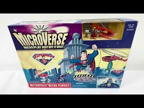 Vintage Kenner 1996 DC Comics Microverse - Superman Metropolis Micro Playset With Figures & Vehicle