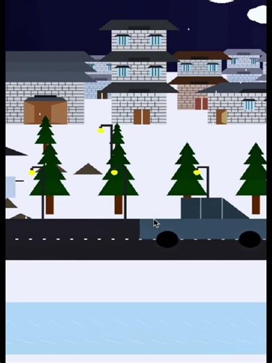 AIUB Computer Graphics Project | 2D Winter Village Animation using OpenGL (GLUT)