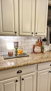 Kitchen counter decor.🤍✨️🪴 #craftylittlemarket #kitchendesign #kitcheninspo #kitchen #minilamp #cottageaesthetic #nancymeyers #cozykitchen #kitchencounter #traditionalhome #cottagestyle #cottagekitchen #bhghome #traditionalkitchen #grandmillennialdecor | Crafty Little Market