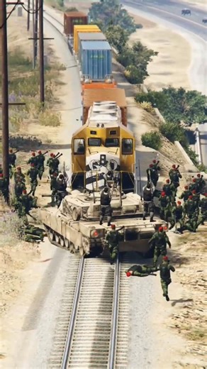 Battle Tank Fire Try to Stop Train With Blasstitic Missiles | GTA v