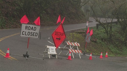 Road closures continue into Monday as landslides, sinkhole and downed trees impact several Portland roads