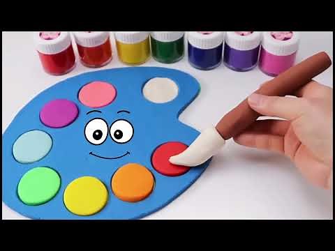 Create Your Own Rainbow Art Palette and Painting Brush with Play Doh ! _Art for kids