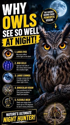 Why Owls See So Well At Night? 🦉🌙 | Owl Night Vision Explained in 3D Animation
