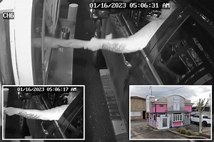 Video shows shocking moment when barista narrowly escapes getting kidnapped through drive-thru window