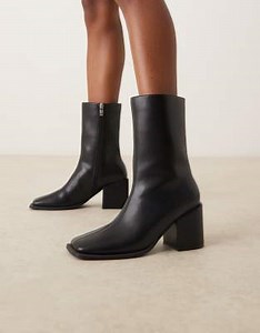Glamorous Wide Fit block heel square toe boots in black | ASOS
