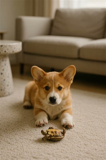 😂 Corgi Tries to Copy a Turtle! 🐶🐢 | Funniest Cute Short #Shorts