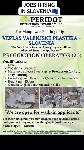 10K views · 159 reactions | JOBS HIRING IN SLOVENIA BY PERIDOT INTERNATIONAL RESOURCES INC. #slovenia #europe #peridotinternationalresourcesinc | KLV in Hungary | Facebook