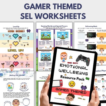 Gamer Themed Emotional Regulation Worksheets, SEL, Emotion Education
