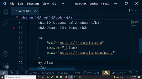 What is the Ping attribute of HTML Anchor Tag? | HTML Anchor Tag | 10 usages of Anchor Tag | Course