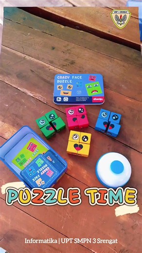 Belajar Informatika nggak selalu di depan laptop 🤯 Lewat Crazy Face Puzzle, siswa belajar logika, pola, dan problem solving 🧩🧠 Permainan Crazy Face Puzzle punya kaitan erat dengan mapel Informatika karena melatih cara berpikir komputasional secara menyenangkan. Saat menyusun bagian wajah, siswa belajar mengenali pola, memecah masalah menjadi bagian kecil (dekomposisi), mencoba berbagai solusi (algoritma sederhana), serta mengoreksi kesalahan (debugging)—semua itu adalah keterampilan dasar inf