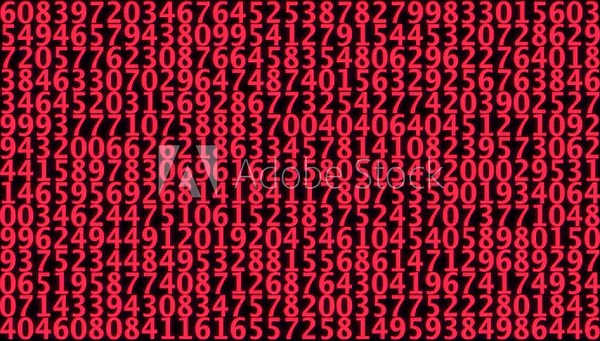 Warning red digital data error grid with random numbers changing rapidly for security breach themes