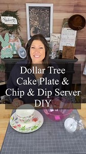 Dollar Tree Spring Cake Plate Chip and Dip Server DIY #creativesarah #dollartreediy #dollartreecrafts #diydecor #dollartree #diy #diycrafts #crafttutorial | Creative Sarah