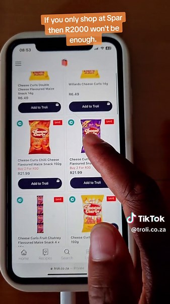 #stitch with @Humble Villain 😈 Unemali if you're just shopping at Spar 😅 If you still want to stay in budget and enjoy your snacks then we can help you. #savings #snacks #groceries #troliza Grocery price comparison app South Africa