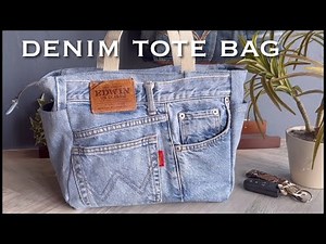 Simple denim tote bag