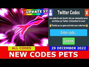 NEW UPDATE CODES *FREE PETS* [NEW PETS] Clicker Simulator ROBLOX | ALL CODES | December 29, 2022