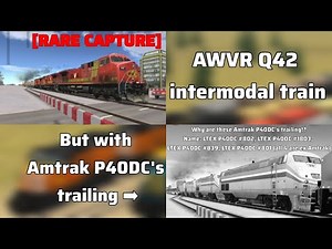 AWVR Q42 intermodal train with Amtrak P40DC's trailing (Train & Rail Yard Simulator Rare Capture)
