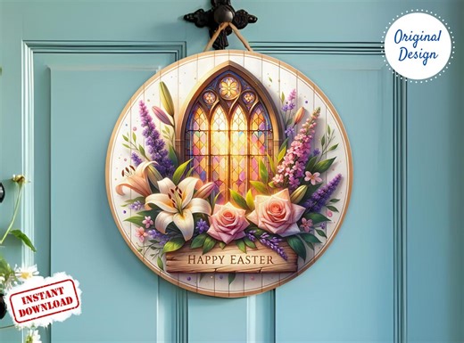 Easter Welcome Sign Door Hanger Png Sublimation Design, Happy Easter Welcome Floral Welcome Sign Door Wreath Template, Digital File Only - Etsy