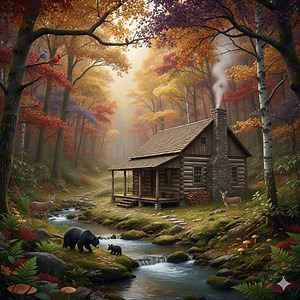 Rustic Nature Scenery (digital Art and Video Package) Cozy Cabin Autumn Forest Art - Etsy
