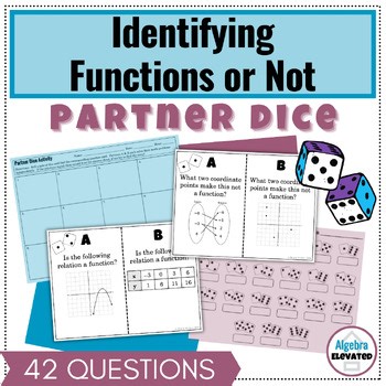 Function or Not a Function Partner Dice Task Card Activity Identifying Functions