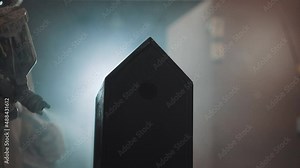 Close-up of an airbrush for tinting a wooden product in a carpentry workshop. Spray paint technology for wood