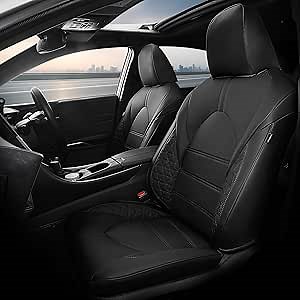 FREESOO 1:1 Custom Fit Seat Covers for Toyota Camry XLE - XSE - XLE V6 - XSE V6 2018 2019 2020 2021 2022 2023 2024,Waterproof Breathable Leather Car Seats Cover Full Set for Camry(Black)