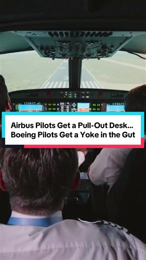 Why do Airbus pilots get a full pull-out tray table — while Boeing pilots are stuck battling the yoke? #airbus #boeing #cockpitcomfort #pilotlife #aviationfacts