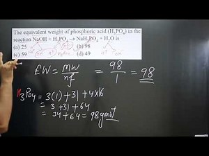The equivalent weight of phosphoric acid (H3PO4) in the | Equivalence weight | Equivalance master