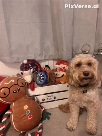 Dog dance with toys #cockapoo #cockapoodance #familydog #crazydog #dance #dogsoftiktok #animals #fyp #familypet #love #fluffy #dogtoy #goldendoodle #arlo #thatsjustmycrazydog #pixverse #dancingpet