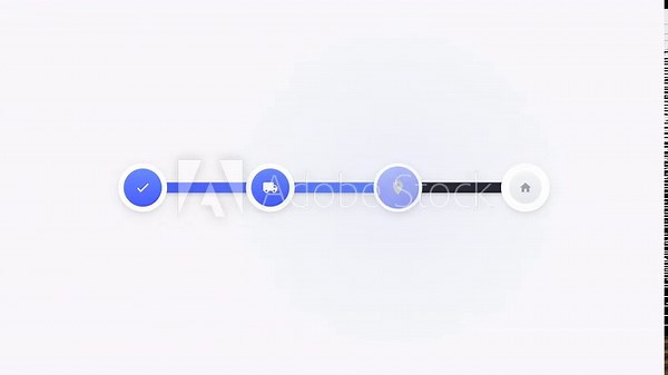 Delivery tracking progress bar UI displays four sequential milestone steps for e-commerce apps, logistics platforms, shipping notifications, and online retail user experience.