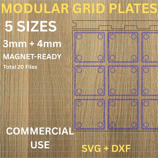 Modular Grid - Gridfinity Baseplate SVG Bundle, Magnetic Organizer DXF, Laser Ready 3mm 4mm Templates - Etsy
