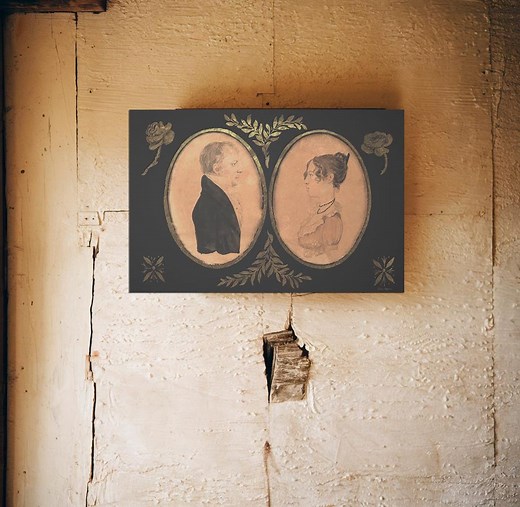 Primitive 18th Century Couple Portrait - Historical Art, Home Decor, Farmhouse Antique, Early American, Heirloom Textile, Unique Decor - Etsy