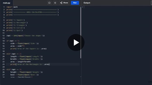 #python #coding #miniproject #areacalculator #learntocode #30daysofpythonchallenge #1stpythonproject | Purushotham Rodda