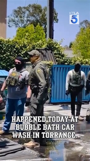 During an ICE operation in Torrance on Sunday, a business owner got into a heated argument with one of the federal officers who was raiding his car wash and taking some of his workers. Details: https://ktla.com/news/local-news/youre-acting-like-criminals-owner-yells-at-ice-agents-raiding-his-torrance-car-wash/ | KTLA 5 News