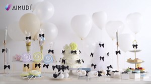 AIMUDI Black Satin Bows 2" Satin Bow for Gift Wrapping Small Bows with Twist Ties Premade Ribbon Bow for Crafts Cake Pop Treat Bags Wedding Bridal Shower Birthday Party Decoration, 50 PCs