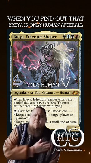 MTG Casual Commander on Instagram: "How is this possible? - MTG Casual Commander #mtg #breya #memes #fyp #human #notpossible Breya has some really cool lore within the Magic: The Gathering Universe, and her story is a little weird... She created her own Golem, Armix out of etherium, and he became unpredictable. So, she decided to replace the majority of her own body with etherium. Would that make her Ethereal? Nope. Breya is still only human, after all. Weren't you listening to Rag N Bone? #mtgc