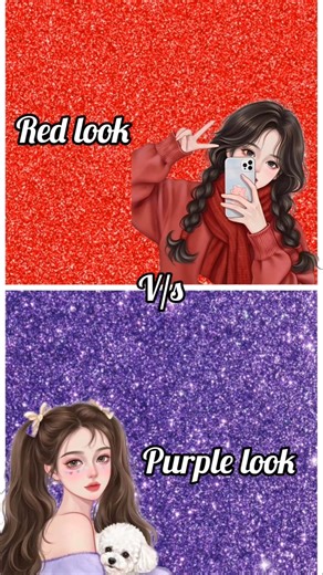 Red look ♥️ vs Purple look 💜 dress 👗, nails 💅, heels 👠