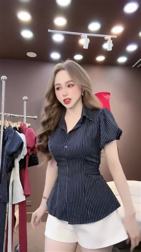 Set thiết kế CRAZYTEEN S6832 gồm áo sơ mi và quần short để đi chơi (Áo kiểu nữ/Quần short/ Dây nịt ) Set đồ nữ