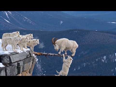 Incredible Escape! - | A Mountain Goat Leaps 15 Feet to Survive