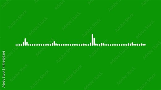 White minimalist sound wave visualizer, digital audio spectrum green screen, music frequency bars overlay, podcast waveform animation, professional audio visualizer for creators. 4K
