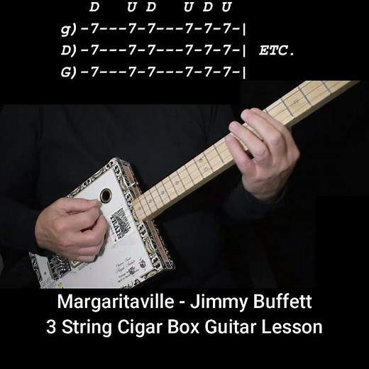 Margaritaville - Jimmy Buffett (Intro) - Easy "No Chat" Cigar Box Guitar Lesson