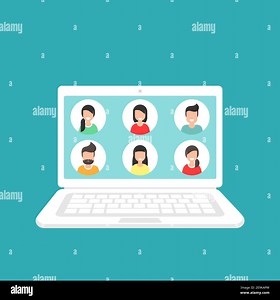 Webinar, online class, remote team work concept. Learn and study via teleconference or video course. People avatars on computer screen. Vector flat il Stock Vector Image & Art - Alamy