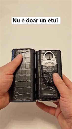 Etui trabucuri din piele neagră, cu cedru spaniol și cutter.#shorts #etuitrabucuri #trabucurionline
